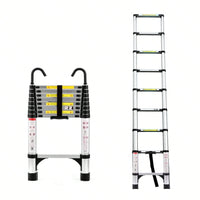 8.5FT Aluminum Telescopic Ladder with Stabilizer Bar and Hooks for Home and Outdoor Use Max Load 330lbs