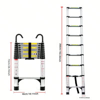 8.5FT Aluminum Telescopic Ladder with Stabilizer Bar and Hooks for Home and Outdoor Use Max Load 330lbs