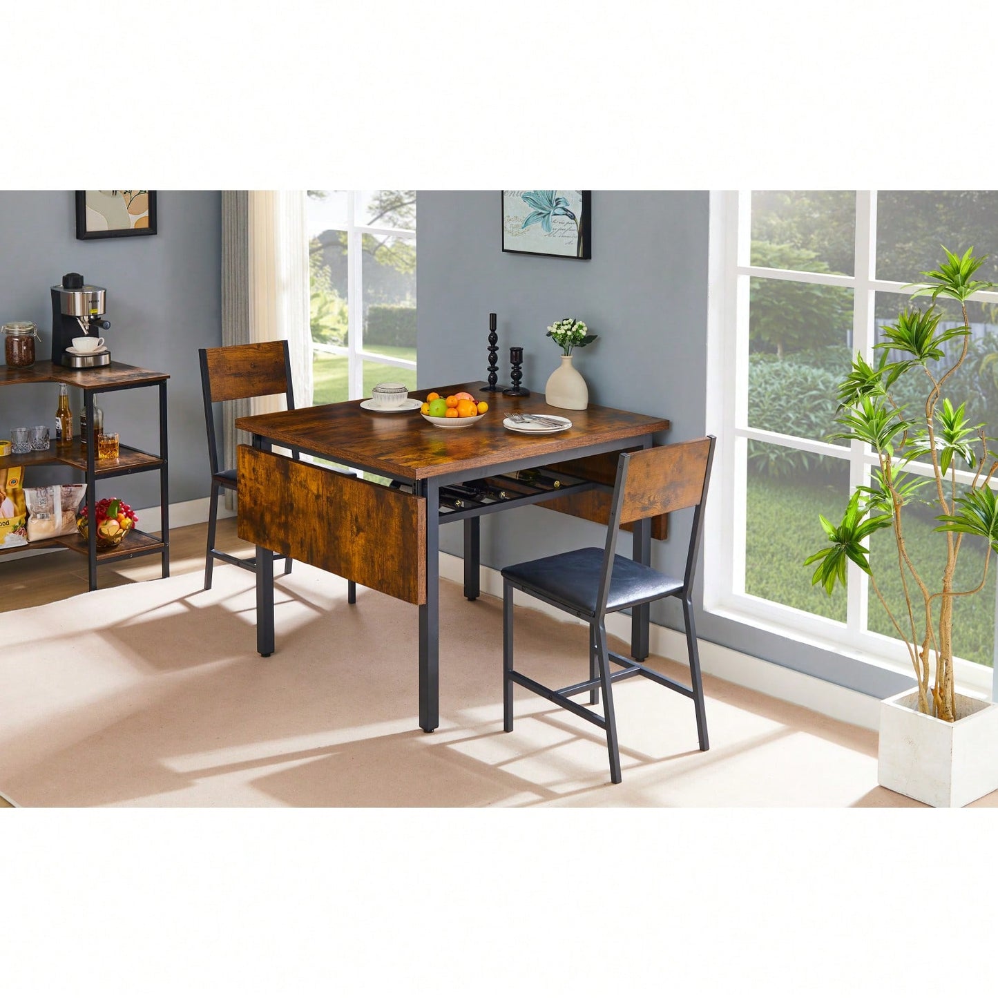 Space-Saving Folding Dining Table 63.2 x 35.5 Adjustable Feet Sturdy Particleboard Steel Seats 4-6 Ideal for Dining Room Work Play