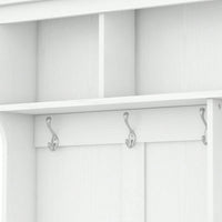 Stylish Modern Hall Tree with Metal Hooks and Shoe Cubbies for Organized Entryway Storage