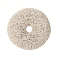 Handcrafted Cotton Knitted Pouf - Beige Donut Design