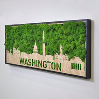 Washington City Silhouette Wall Art With Moss Background