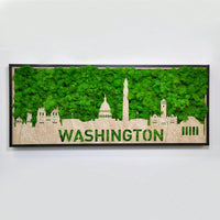 Washington City Silhouette Wall Art With Moss Background