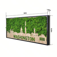 Washington City Silhouette Wall Art With Moss Background