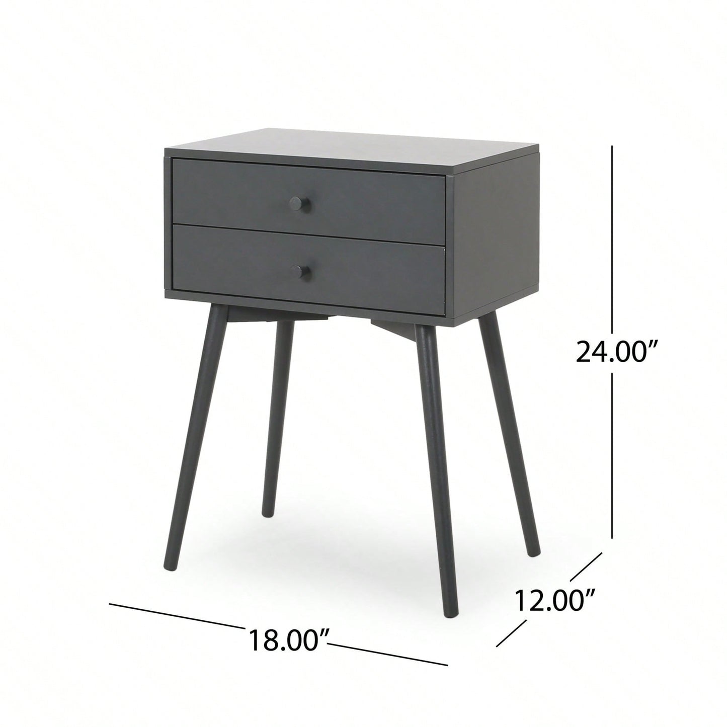 Mid-Century Modern Rubberwood Side Table With Two Drawers - Stylish And Functional End Table