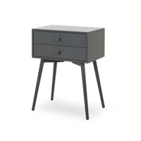 Mid-Century Modern Rubberwood Side Table With Two Drawers - Stylish And Functional End Table