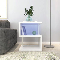 3-Tier S-Shaped End Table With LED Lighting And USB Power Supply - Versatile High Gloss Side Table For Living Room Or Bedroom