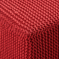 Charming Red Knitted Foot Stool - Plush Cotton Thread Ottoman For Cozy Spaces