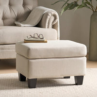 Contemporary Springfield Ottoman With Birch Wood Legs - Versatile Upholstered Accent Piece