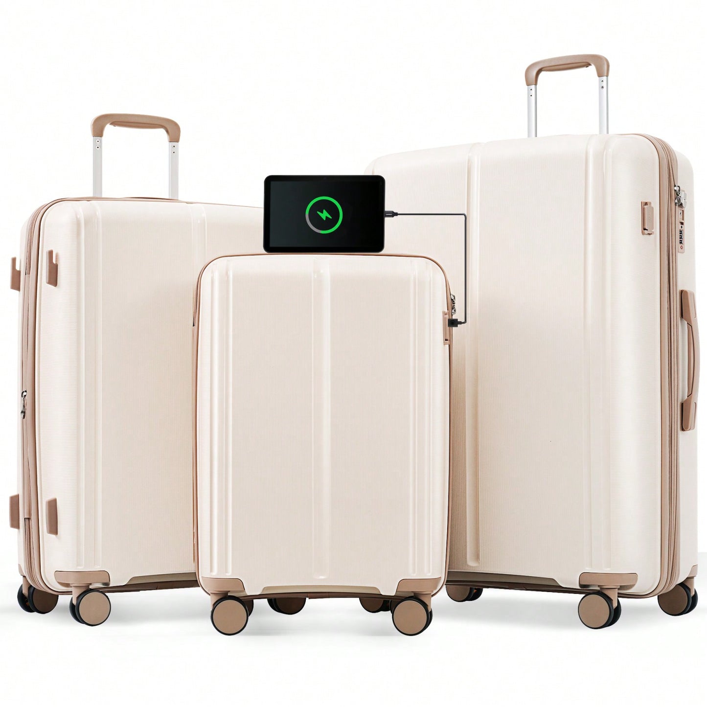 Lightweight 3 Piece Luggage Set with USB Port Airline Approved Expandable Spinner Suitcases 20 24 28 Inches TSA Lock