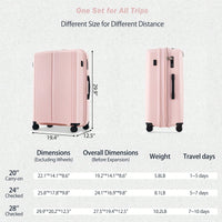 Lightweight 3 Piece Luggage Set with USB Port Airline Approved Expandable Spinner Suitcases 20 24 28 Inches TSA Lock