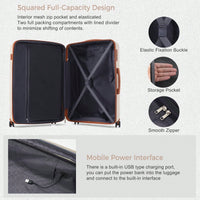 Lightweight 3 Piece Luggage Set with USB Port Airline Approved Expandable Spinner Suitcases 20 24 28 Inches TSA Lock