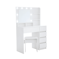 Elegant Vanity Makeup Desk with LED Mirror Lights Charging Station and Cushioned Stool Ample Storage 3 Lighting Modes