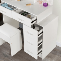 Stylish Adjustable Dressing Table with LED Mirror 4 Lockable Drawers Soft Stool and Sliding Design