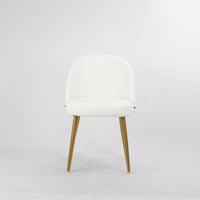 Modern Dining Chair Set of 2 with Metal Legs Waterproof PU Upholstery Thick Cushion Adjustable Foot Pads Gold Accents for Kitchen Room