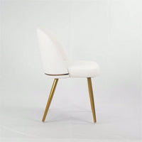 Modern Dining Chair Set of 2 with Metal Legs Waterproof PU Upholstery Thick Cushion Adjustable Foot Pads Gold Accents for Kitchen Room