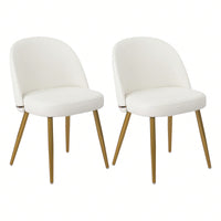 Modern Dining Chair Set of 2 with Metal Legs Waterproof PU Upholstery Thick Cushion Adjustable Foot Pads Gold Accents for Kitchen Room