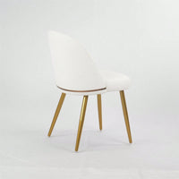 Modern Dining Chair Set of 2 with Metal Legs Waterproof PU Upholstery Thick Cushion Adjustable Foot Pads Gold Accents for Kitchen Room