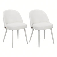 Modern Dining Chair Set of 2 with Metal Legs Waterproof PU Upholstery Thick Cushion Adjustable Foot Pads Gold Accents for Kitchen Room