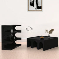 Multifunctional 4-Tier Black Bookshelf Coffee Table Modern Minimalist Storage Organizer for Living Room Bedroom Entryway