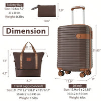 Lightweight 3 Piece Hardshell Carry On Luggage Set with 20 Inch Suitcase Weekender Bag and Toiletry Organizer 360° Wheels