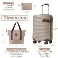 Lightweight 3 Piece Hardshell Carry On Luggage Set with 20 Inch Suitcase Weekender Bag and Toiletry Organizer 360° Wheels