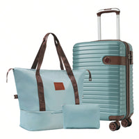 Lightweight 3 Piece Hardshell Carry On Luggage Set with 20 Inch Suitcase Weekender Bag and Toiletry Organizer 360° Wheels