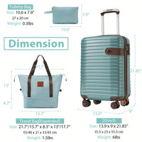 Lightweight 3 Piece Hardshell Carry On Luggage Set with 20 Inch Suitcase Weekender Bag and Toiletry Organizer 360° Wheels