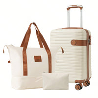 Lightweight 3 Piece Hardshell Carry On Luggage Set with 20 Inch Suitcase Weekender Bag and Toiletry Organizer 360° Wheels