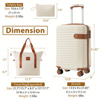 Lightweight 3 Piece Hardshell Carry On Luggage Set with 20 Inch Suitcase Weekender Bag and Toiletry Organizer 360° Wheels