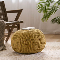 YUNY Knitted Cotton Round Pouf (20 X 20)