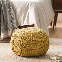 YUNY Knitted Cotton Round Pouf (20 X 20)