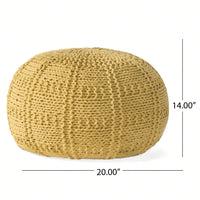 YUNY Knitted Cotton Round Pouf (20 X 20)