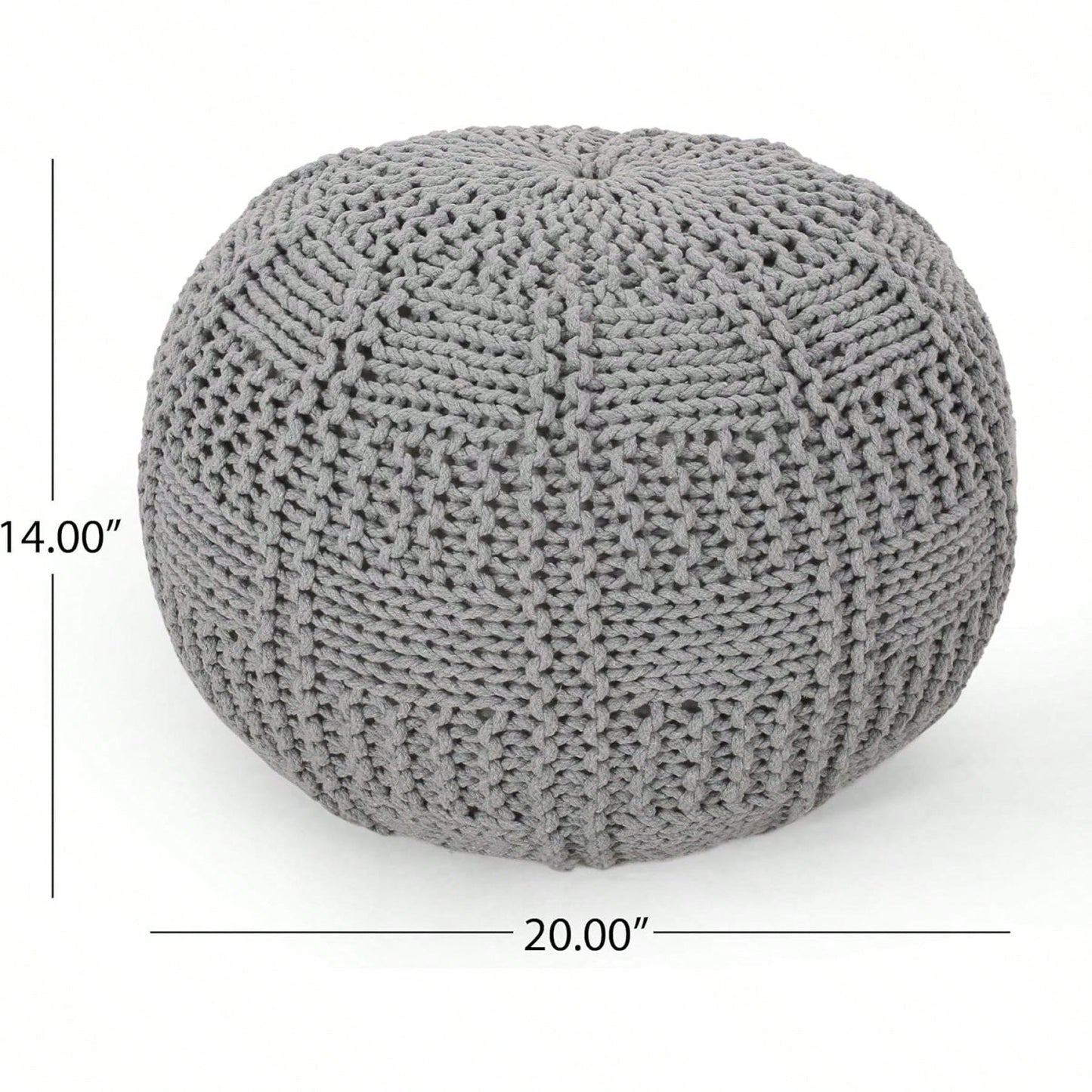 YUNY Knitted Cotton Round Pouf (20 X 20)