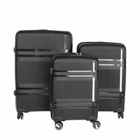 Lightweight 3 Piece Hardshell Luggage Set with Spinner Wheels TSA Lock Black 20 24 28 Inch Travel Suitcases