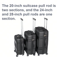 Lightweight 3 Piece Hardshell Luggage Set with Spinner Wheels TSA Lock Black 20 24 28 Inch Travel Suitcases