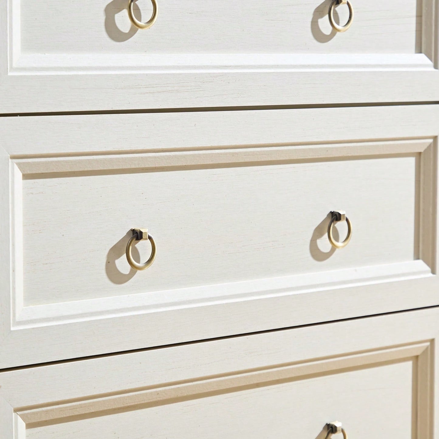 Rustic 5 Drawer Tall Dresser Chest for Bedroom Stylish Storage Organizer with Antique Brass Pulls and Metal Handles