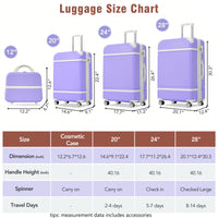 Hardshell Luggage Set 4 Pieces 20" 24" 28" Spinner Suitcases With TSA Lock Lightweight Cosmetic Case Expandable Travel Bags 360° Wheels