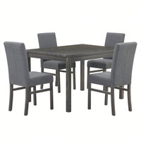 Modern Rectangular Dining Table with Solid Wood Legs and High-Resilience Foam Chairs for Small Spaces and Kitchens