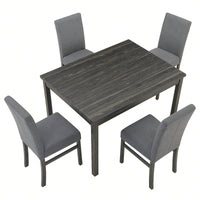 Modern Rectangular Dining Table with Solid Wood Legs and High-Resilience Foam Chairs for Small Spaces and Kitchens