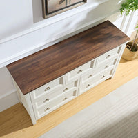 Rustic 7 Drawer Farmhouse Dresser Storage Organizer with Metal Handles for Bedroom Living Room and Hallway