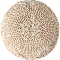 Cozy 20x20 Knitted Wool Round Pouf Soft Cotton Fiber Footrest for Modern Nursery and Living Room Decor