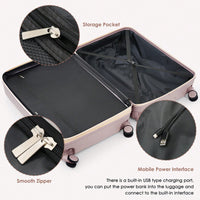 3-Piece Luggage Set with USB Port Airline Approved 20-Inch Carry-On Expandable 24 and 28-Inch Hardshell Spinner Wheels Durable ABS Material