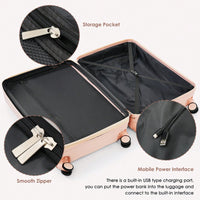 3-Piece Luggage Set with USB Port Airline Approved 20-Inch Carry-On Expandable 24 and 28-Inch Hardshell Spinner Wheels Durable ABS Material