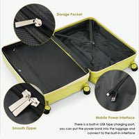 3-Piece Luggage Set with USB Port Airline Approved 20-Inch Carry-On Expandable 24 and 28-Inch Hardshell Spinner Wheels Durable ABS Material