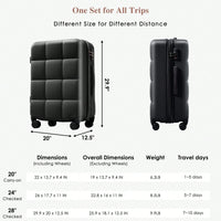 3-Piece Luggage Set with USB Port Airline Approved 20-Inch Carry-On Expandable 24 and 28-Inch Hardshell Spinner Wheels Durable ABS Material
