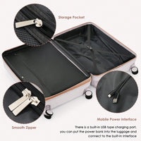 3-Piece Luggage Set with USB Port Airline Approved 20-Inch Carry-On Expandable 24 and 28-Inch Hardshell Spinner Wheels Durable ABS Material