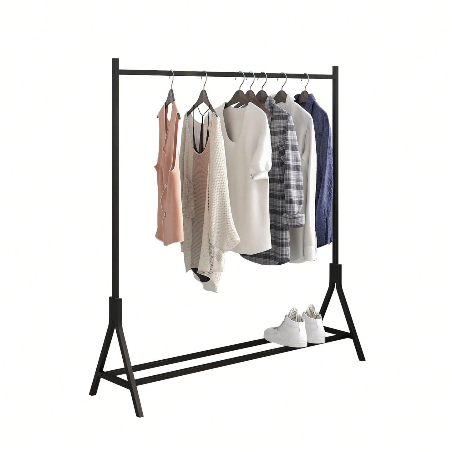 Industrial Vintage Multi-Functional Garment Rack with Adjustable Feet for Bedroom Entryway and Laundry Room Heavy Duty Space-Saving Design
