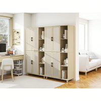 Engineered Rattan 4 Door Storage Cabinet with Adjustable Shelves and Pine Feet Stylish and Durable Design