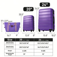 Durable 2 Piece Expandable Hardshell Luggage Set with TSA Lock 20 and 24 Inch Spinner Suitcases for Hassle-Free Travel